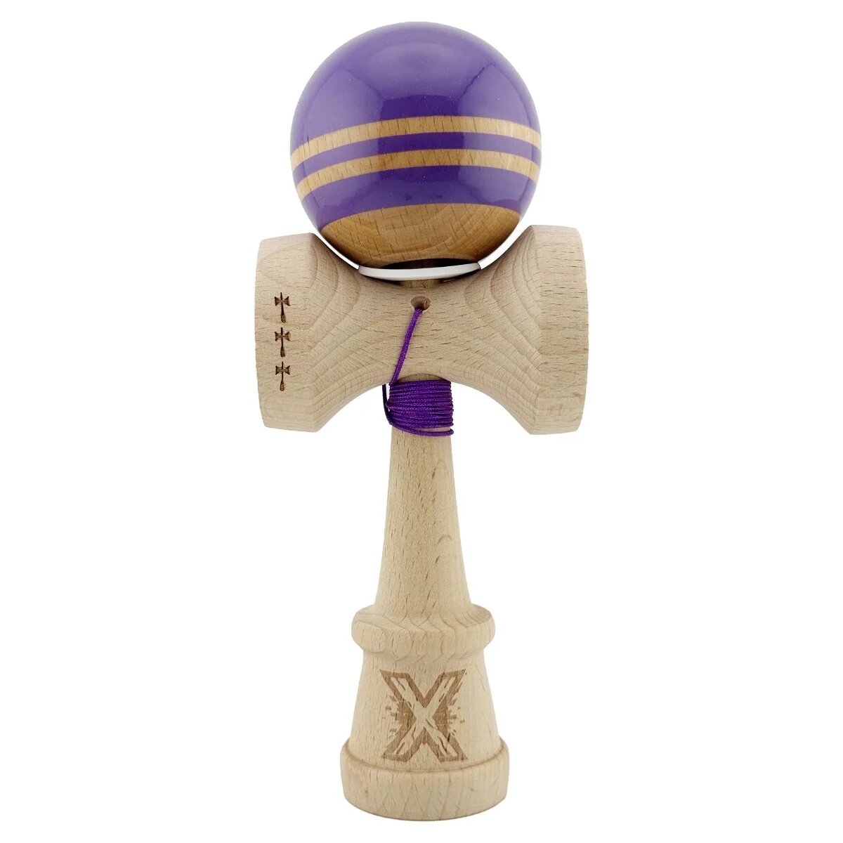 Kendama X Jucarie de indemanare din lemn Flippy Rainbow King Size V3 Super Sticky 18 cm Indigo Maro