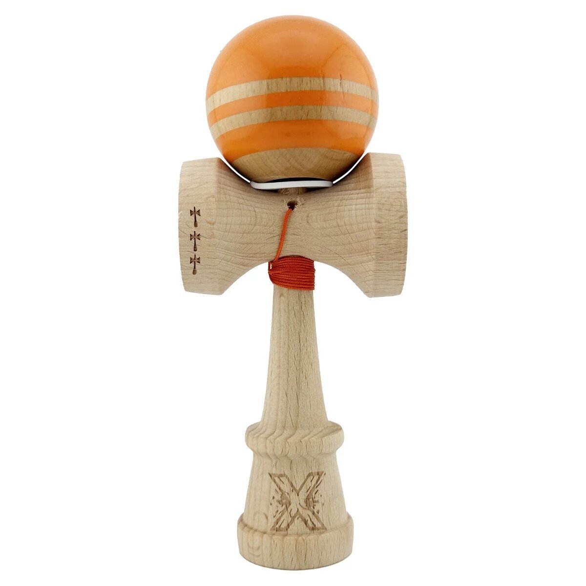 Kendama X Jucarie de indemanare din lemn Flippy Rainbow King Size V3 Super Sticky 18 cm Portocaliu Maro