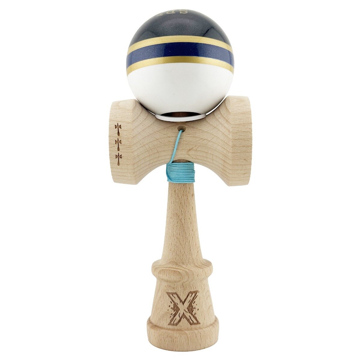 Kendama X Jucarie de indemanare din lemn Flippy Royal Spike King Size V3 Super Sticky 18 cm Albastru