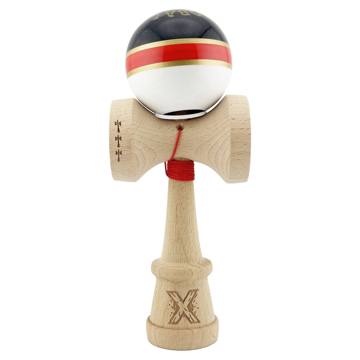 Kendama X Jucarie de indemanare din lemn Flippy Royal Spike King Size V3 Super Sticky 18 cm Rosu