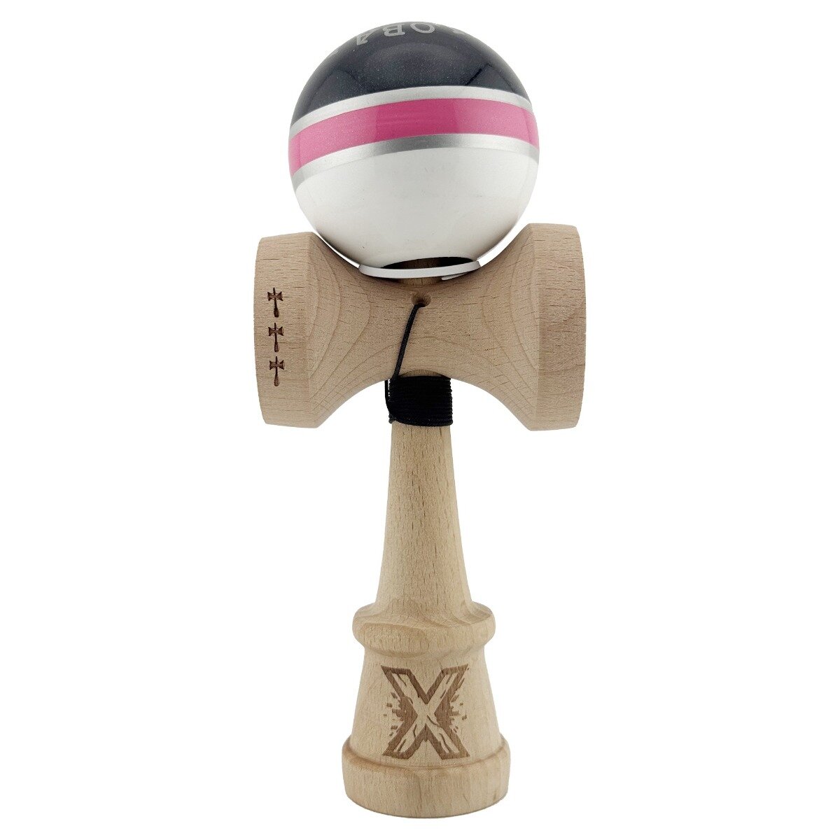 Kendama X Jucarie de indemanare din lemn Flippy Royal Spike King Size V3 Super Sticky 18 cm Roz