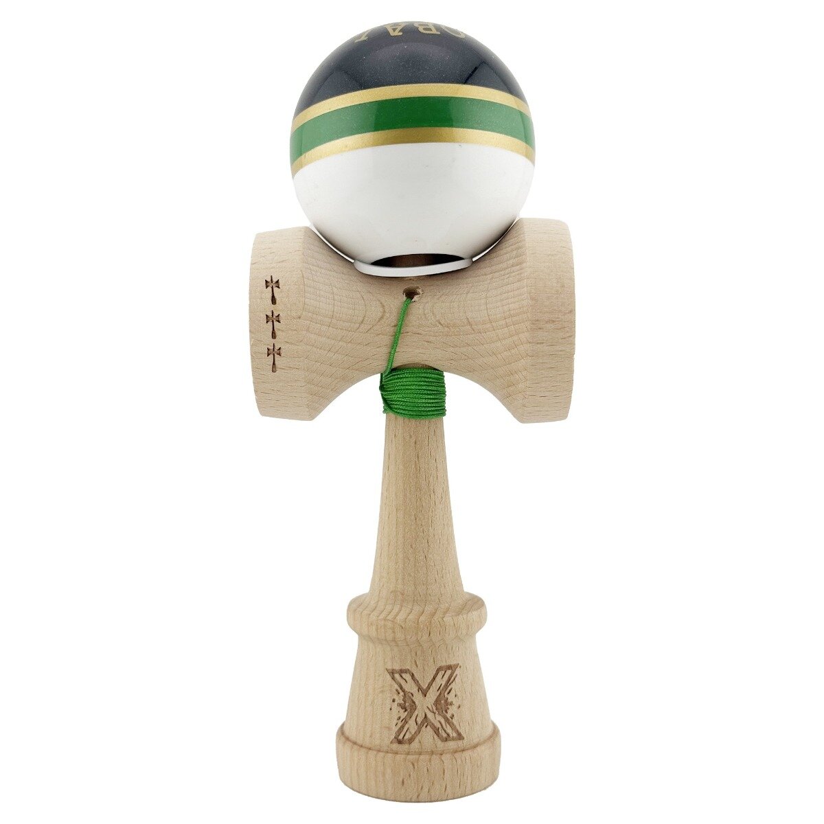 Kendama X Jucarie de indemanare din lemn Flippy Royal Spike King Size V3 Super Sticky 18 cm Verde