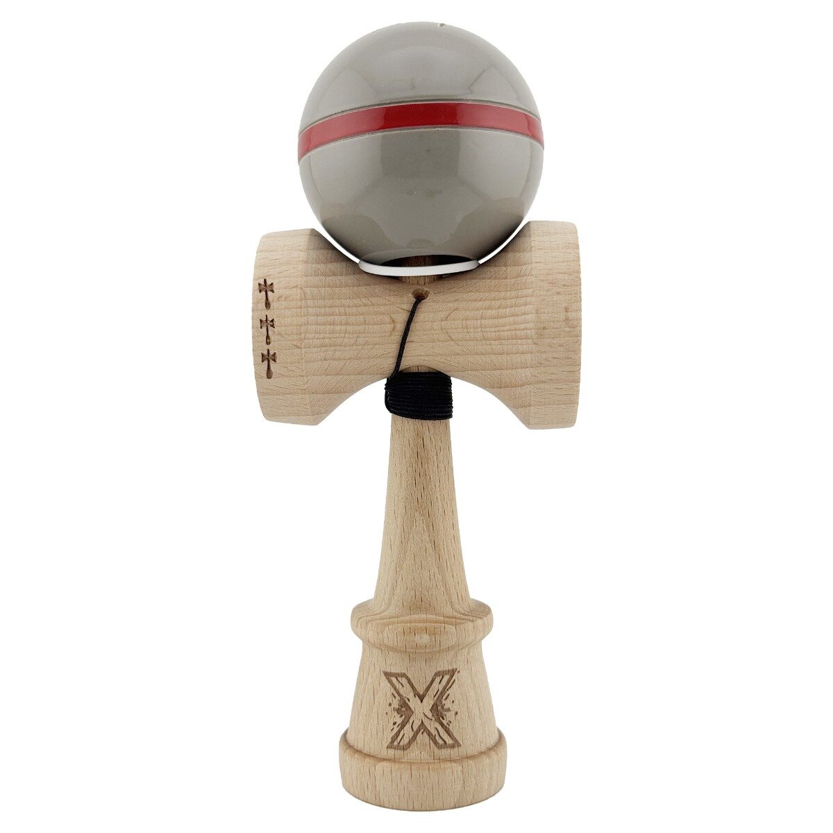 Kendama X Jucarie de indemanare din lemn Flippy Silken King Size V3 Super Sticky 18 cm Ice Gri