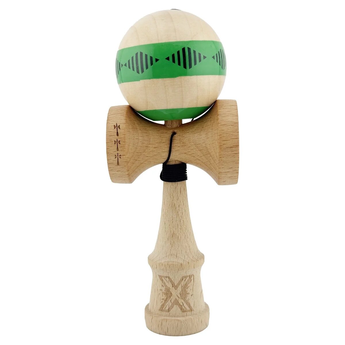 Kendama X Jucarie de indemanare din lemn Frequency Flippy Super Sticky 18 cm Verde Maro