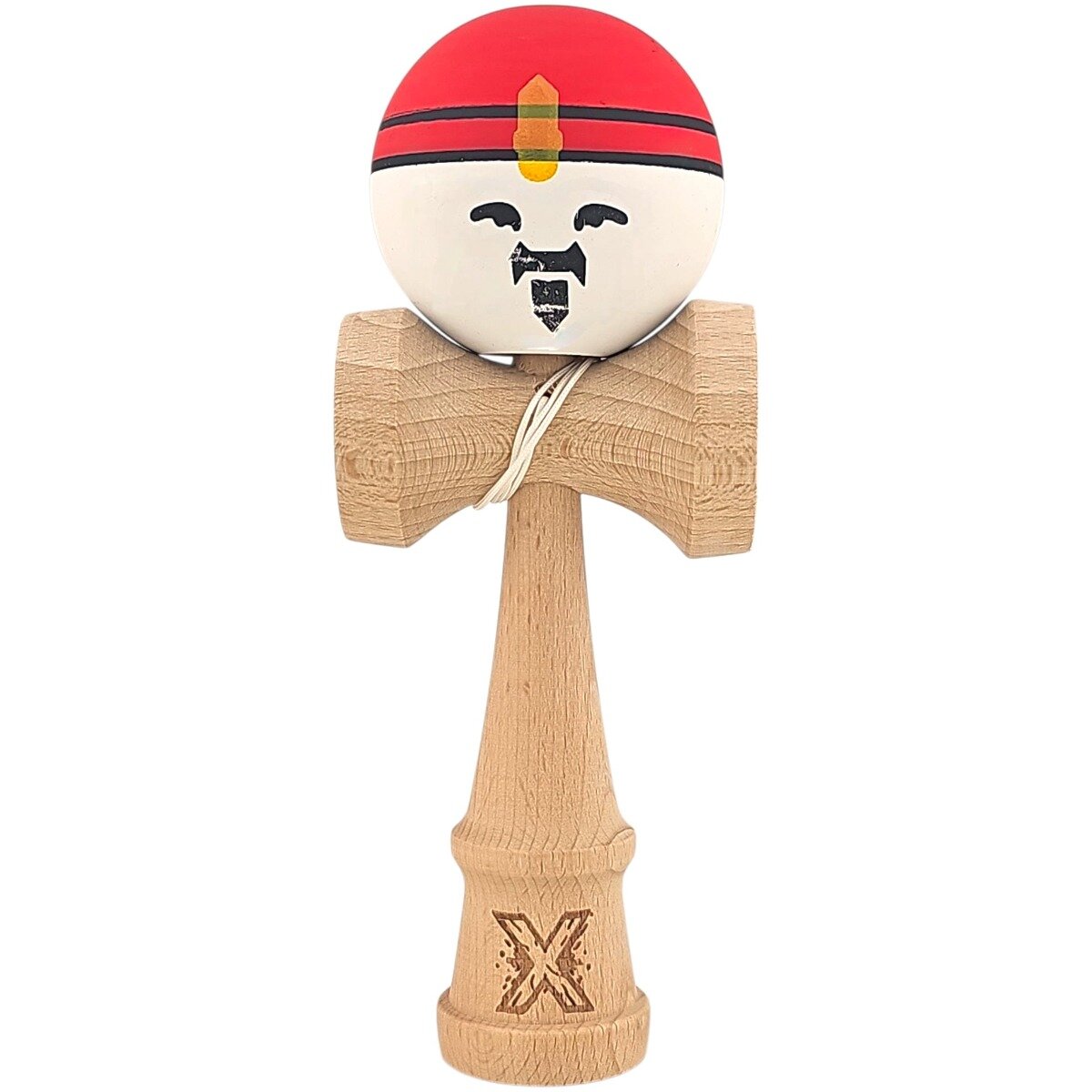 Kendama X Jucarie de indemanare din lemn Super Sticky 18 cm Rosu Alb Galben