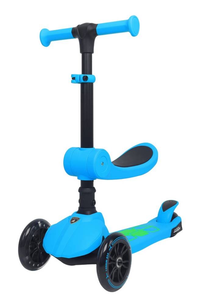 Kick n Roll Trotineta pliabila cu 3 roti luminoase ghidon reglabil si scaun retractabil 2 in 1 Kick'n Roll Lamborghini L5 Albastru