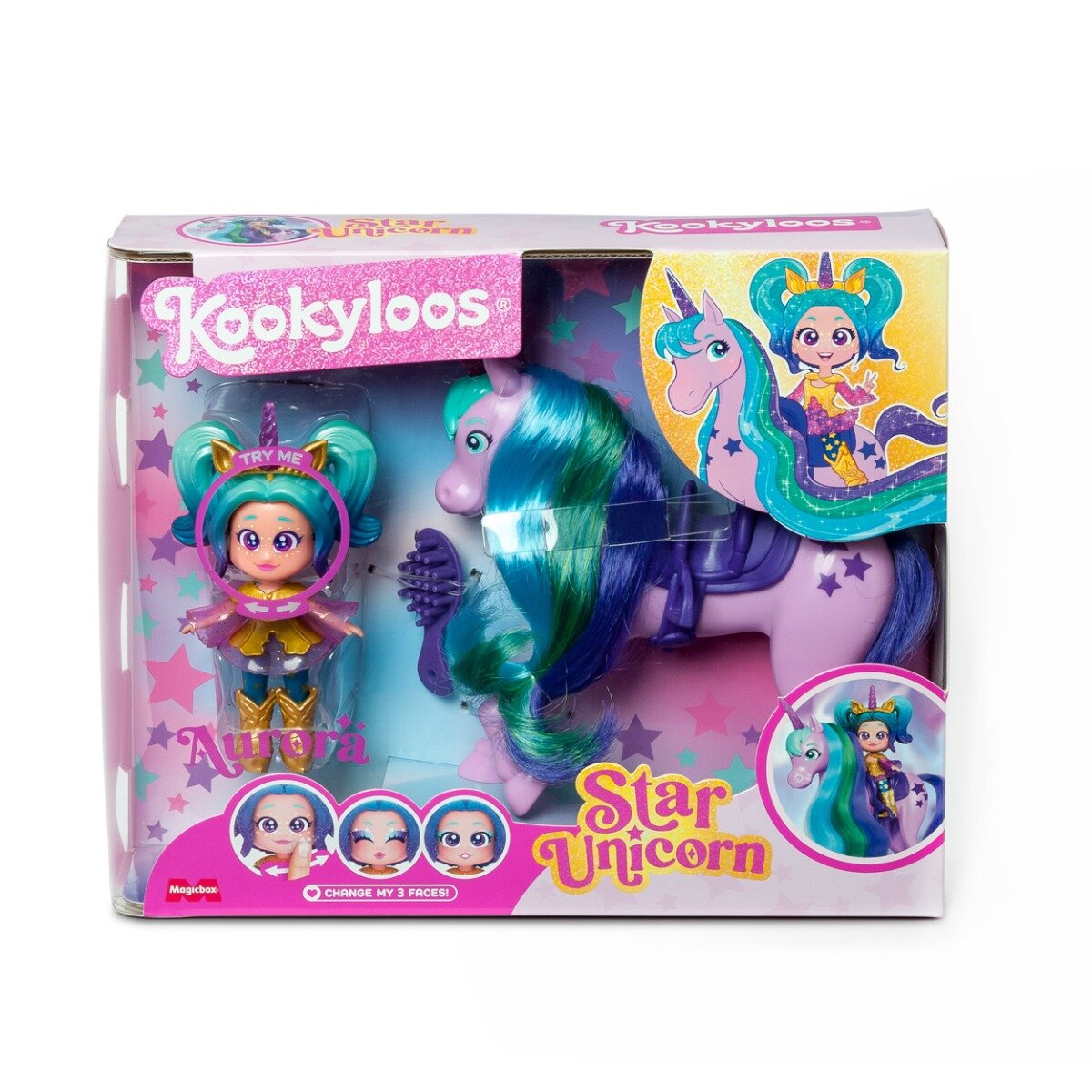 Kookyloos Set de joaca cu papusa Aurora si Star Unicorn