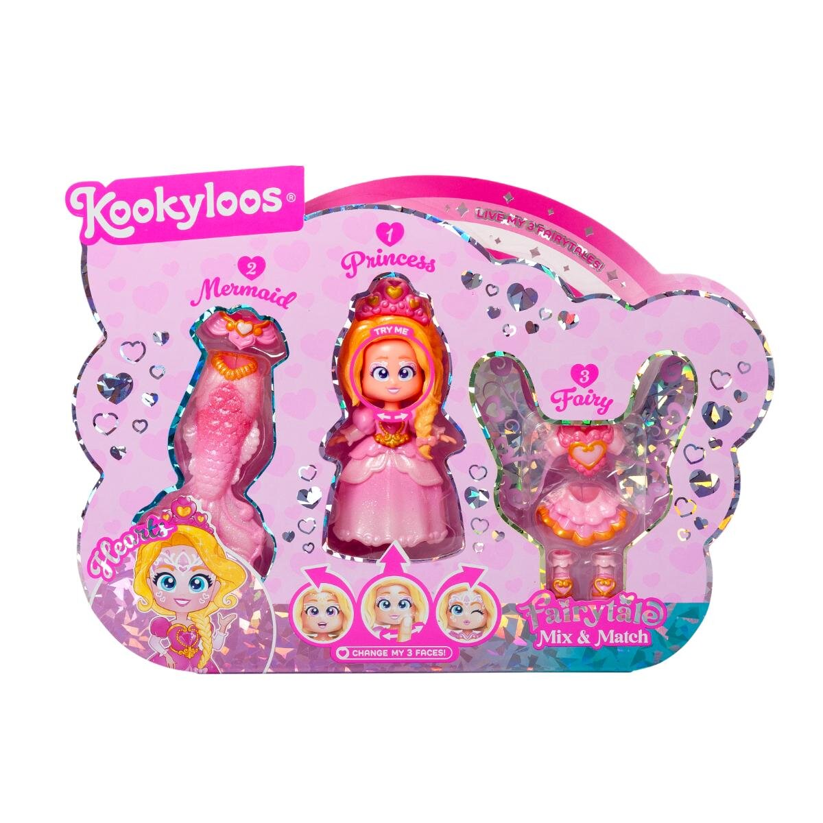 Kookyloos Set de joaca cu papusa Fairytale Mix&Match Hearts