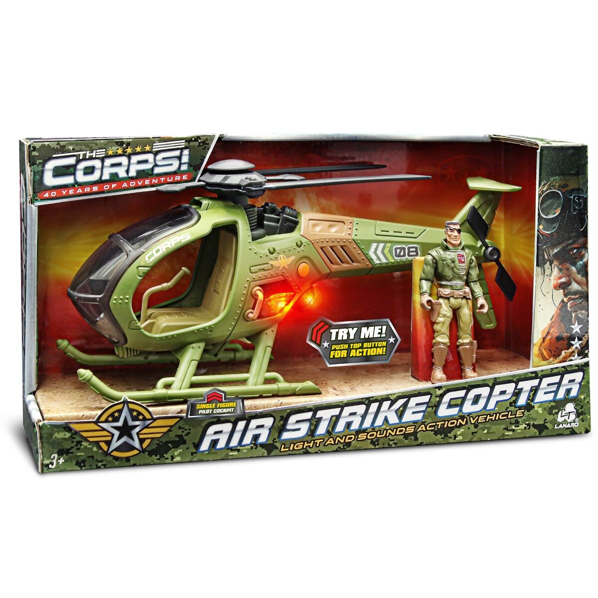 Lanard Toys Elicopter militar de lupta cu figurina The Corps Universe