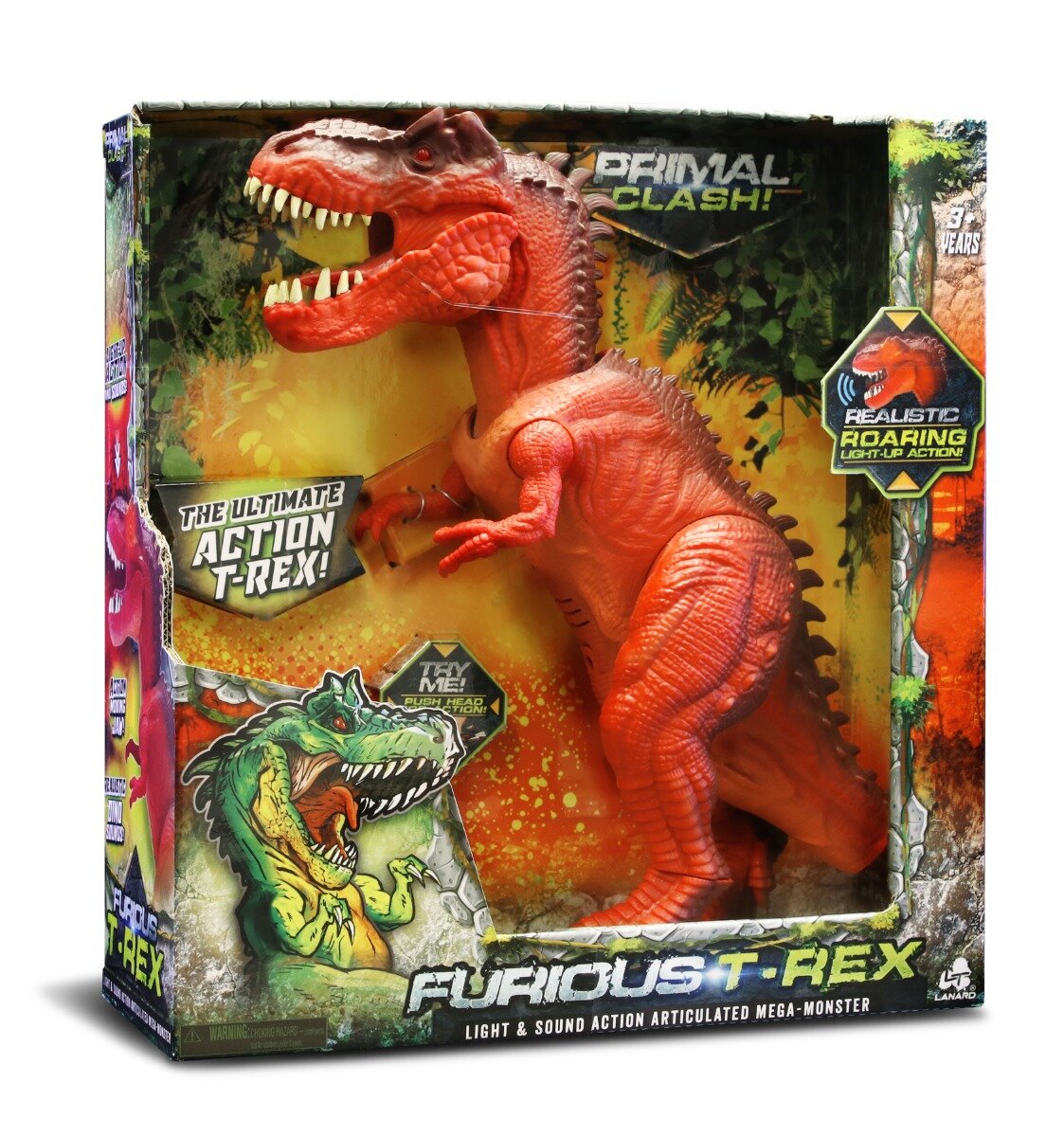 Lanard Toys Figurina interactiva Dinozaur Jurassic Clash Rosu
