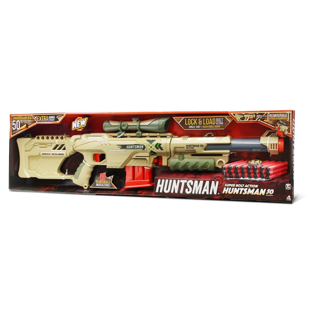 Lanard Toys Pistol 3 in 1 cu 24 gloante din burete Huntsman 50