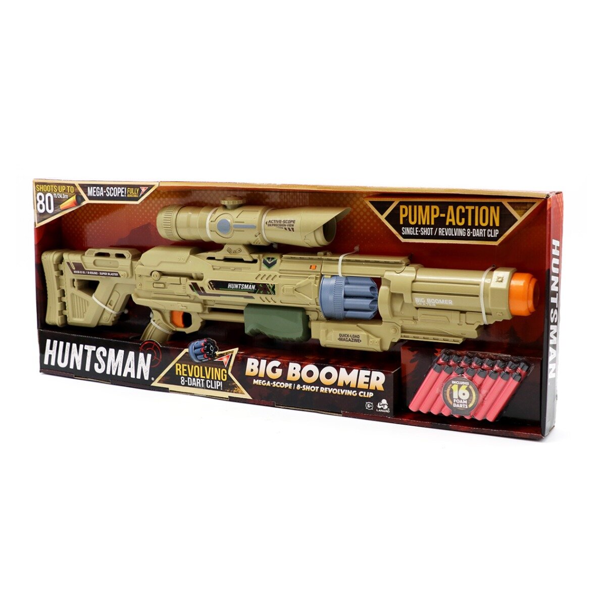 Lanard Toys Pusca Big Boomer cu luneta si 16 sageti din burete Huntsman