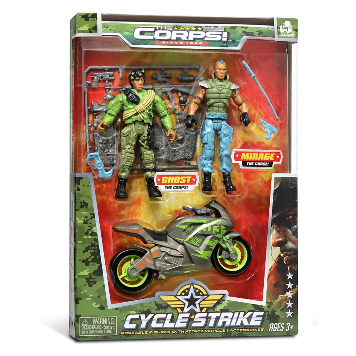 Lanard Toys Set 2 figurine si vehicul militar Lanard The Corps Universe Ghost-Mirage