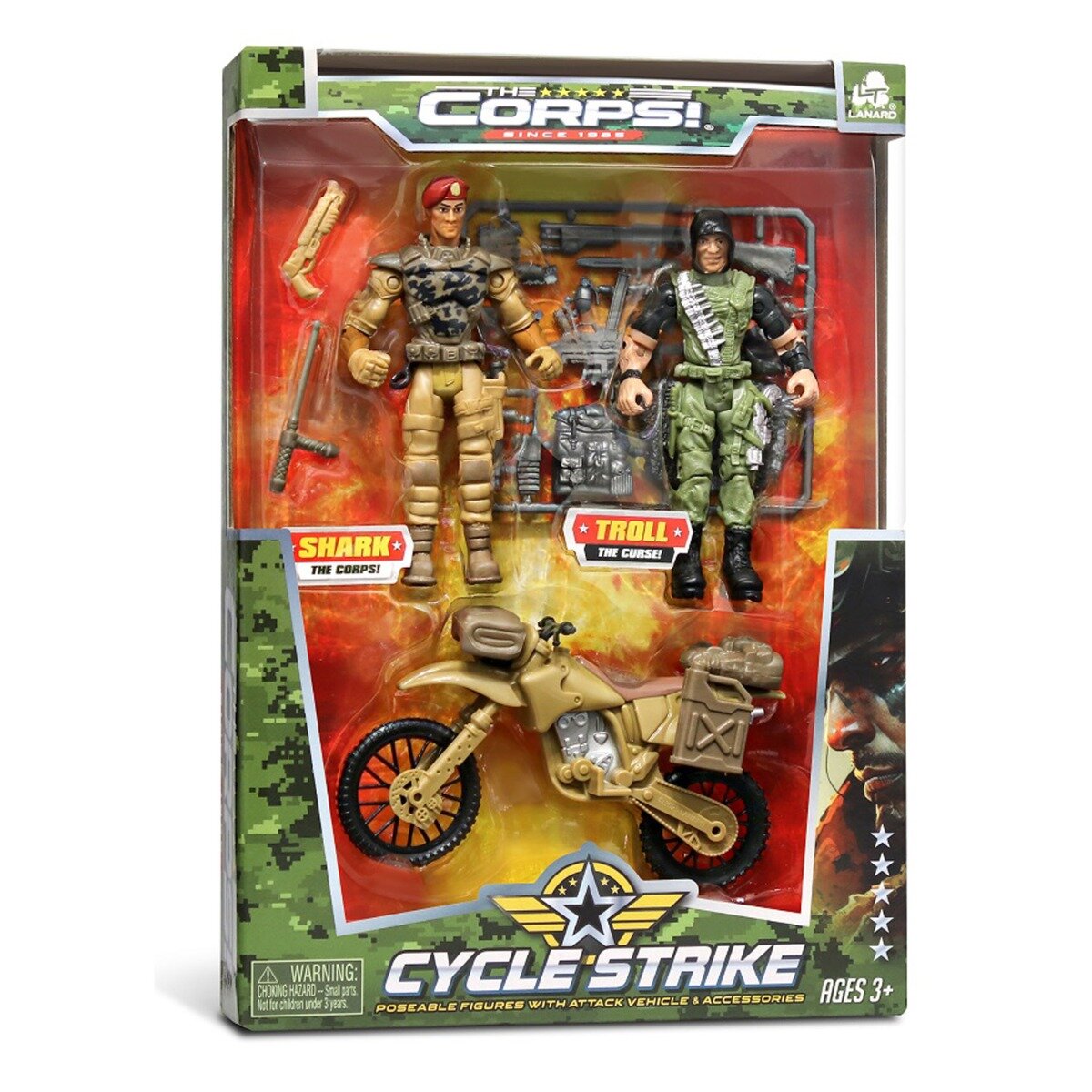 Lanard Toys Set 2 figurine si vehicul militar Lanard The Corps Universe Shark- Troll