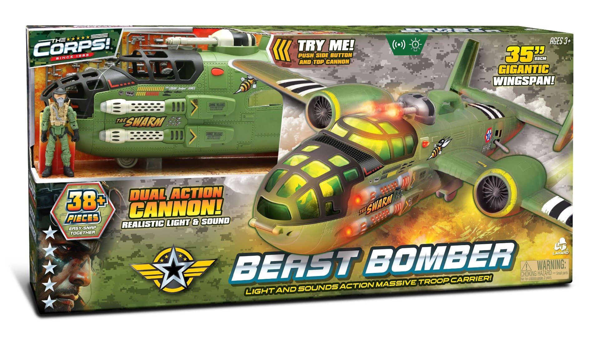 Lanard Toys Set avion militar cu figurina The Corps Universe Beast Bomber