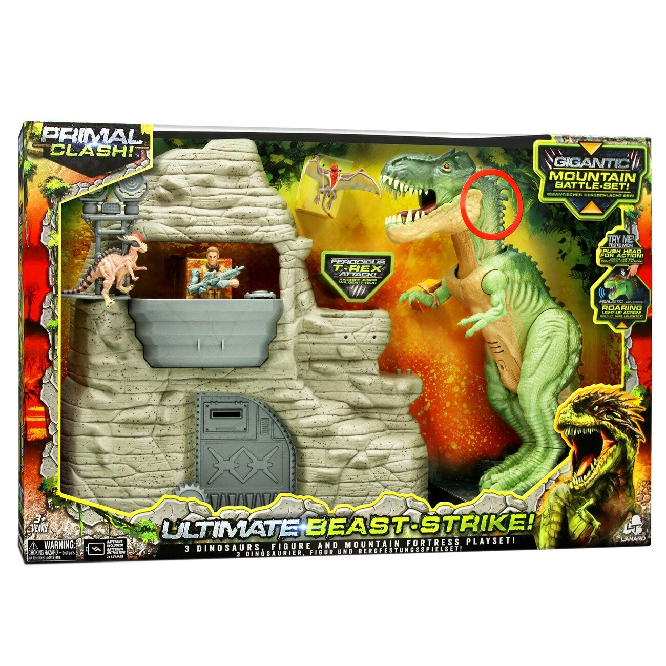 Lanard Toys Set de joaca cu dinozaur interactiv Primal Clash Ultimate Beast Strike