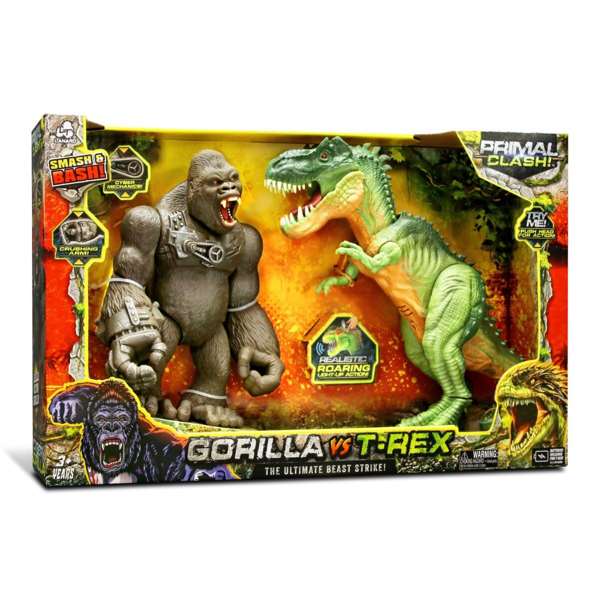 Lanard Toys Set de joaca Primal Clash Gorilla Vs T-Rex