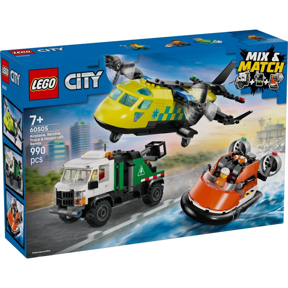LEGO® City - Avion autospeciala de service si aeroglisor in versiuni adaptate (60505)