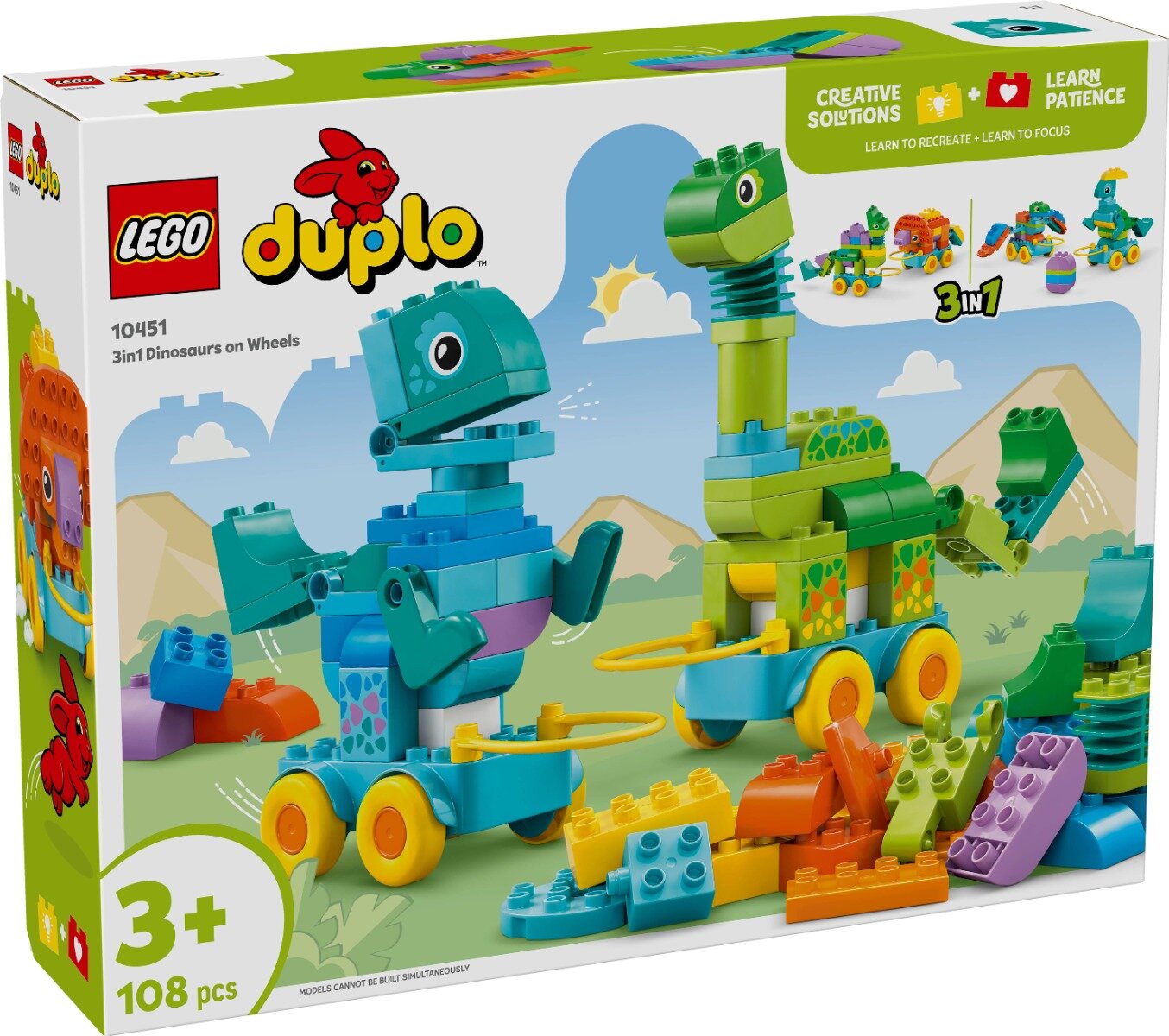 LEGO® DUPLO - Dinozauri pe roti 3 in 1 (10451)