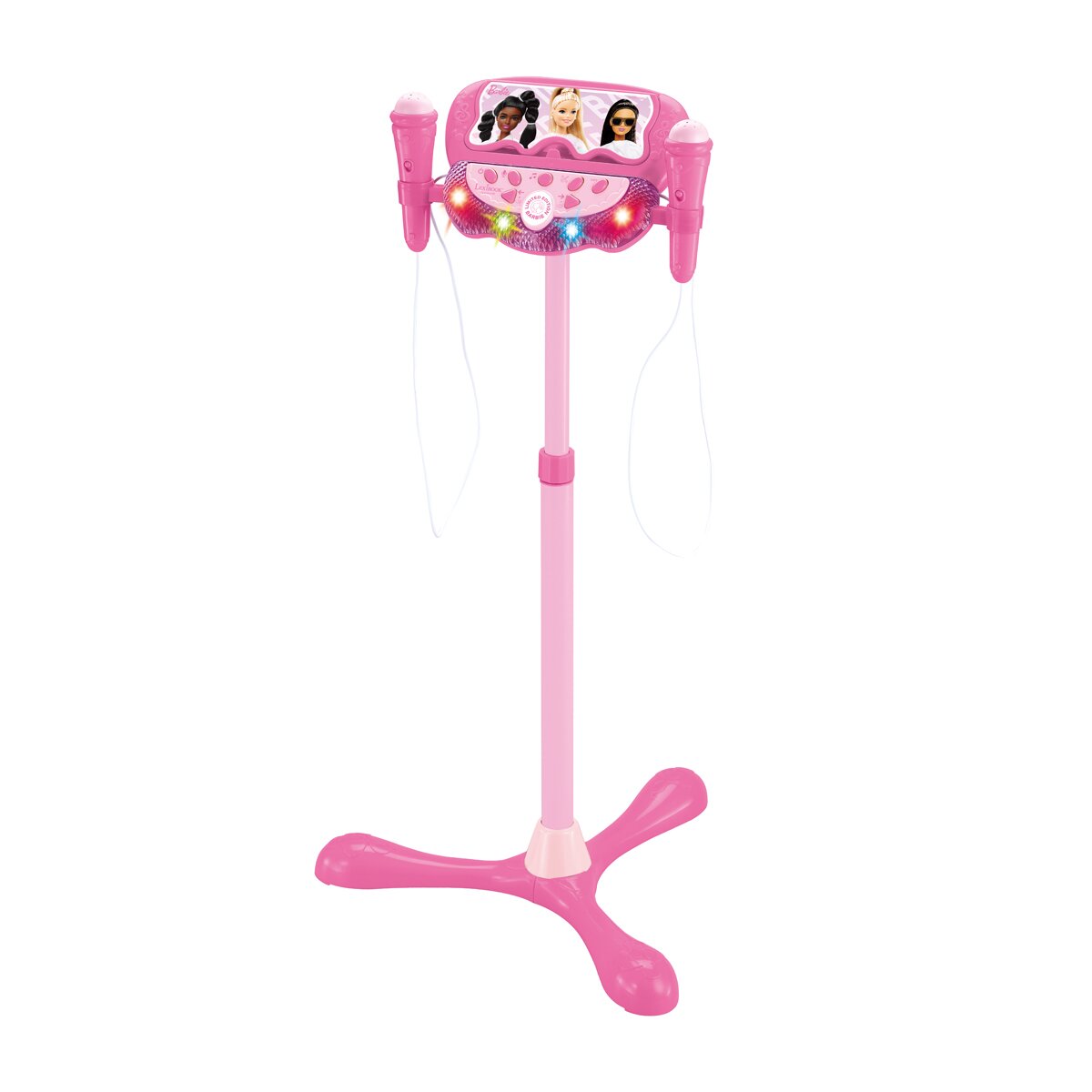 Lexibook Stativ reglabil cu 2 microfoane Barbie efecte vocale lumini si bluetooth speaker Roz