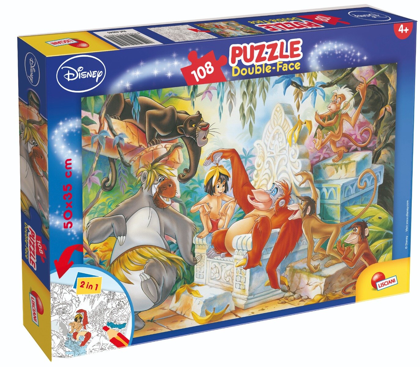 LISCIANI Puzzle 2 In 1 Cartea Junglei Plus 108 piese