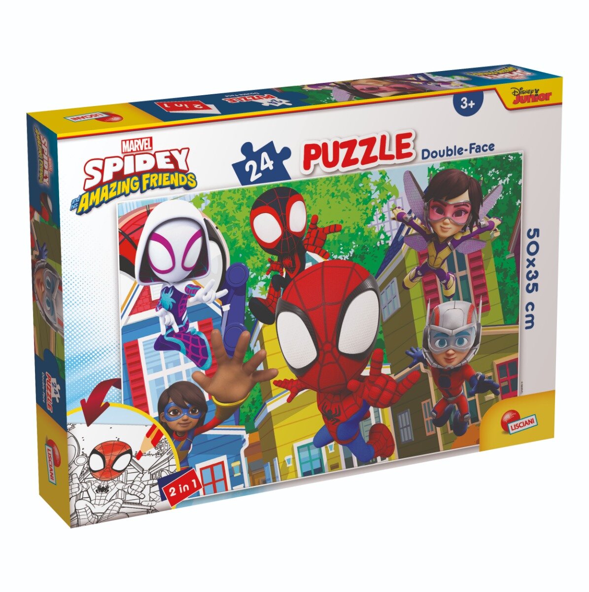 LISCIANI Puzzle 2 in 1 Marvel Spidey si prietenii lui uimitori Asta este o echipa Plus 24 piese