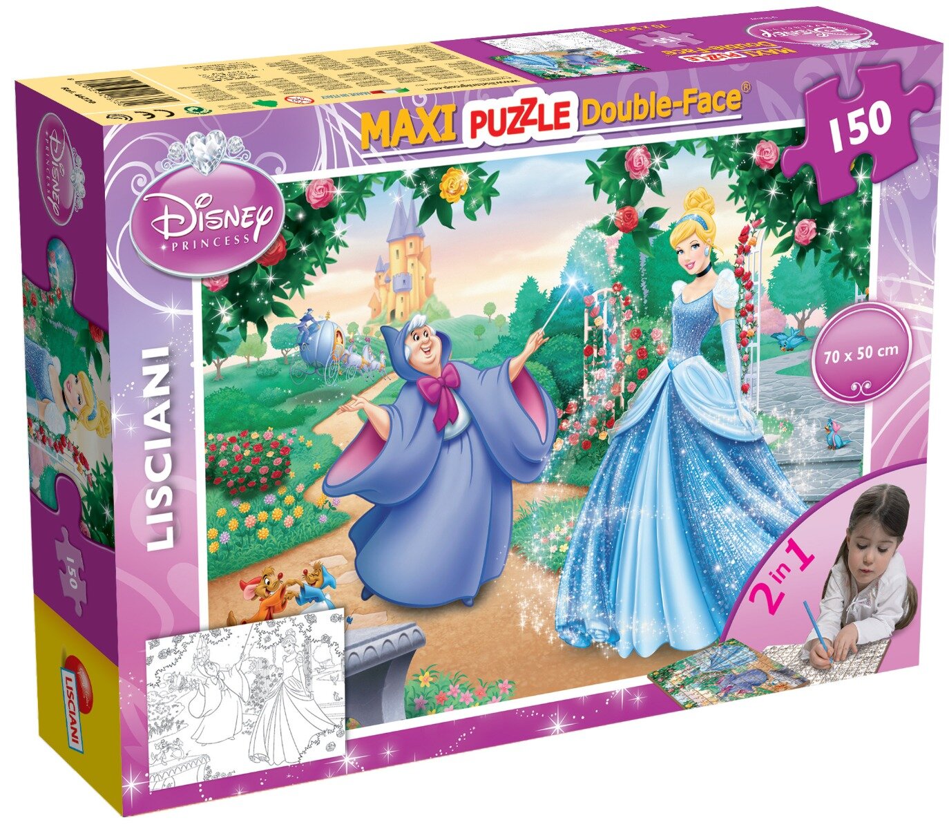LISCIANI Puzzle de podea 2 in 1 Disney Princess Cenusareasa Maxi 150 piese