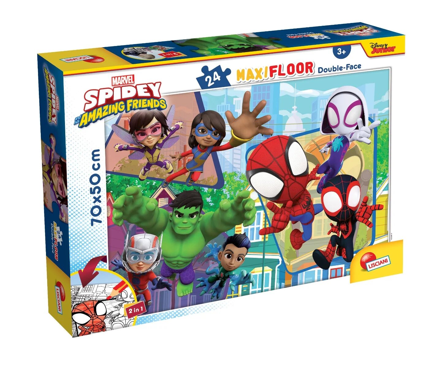 LISCIANI Puzzle de podea 2 in 1 Marvel Spidey si prietenii lui uimitori Maxi 24 piese