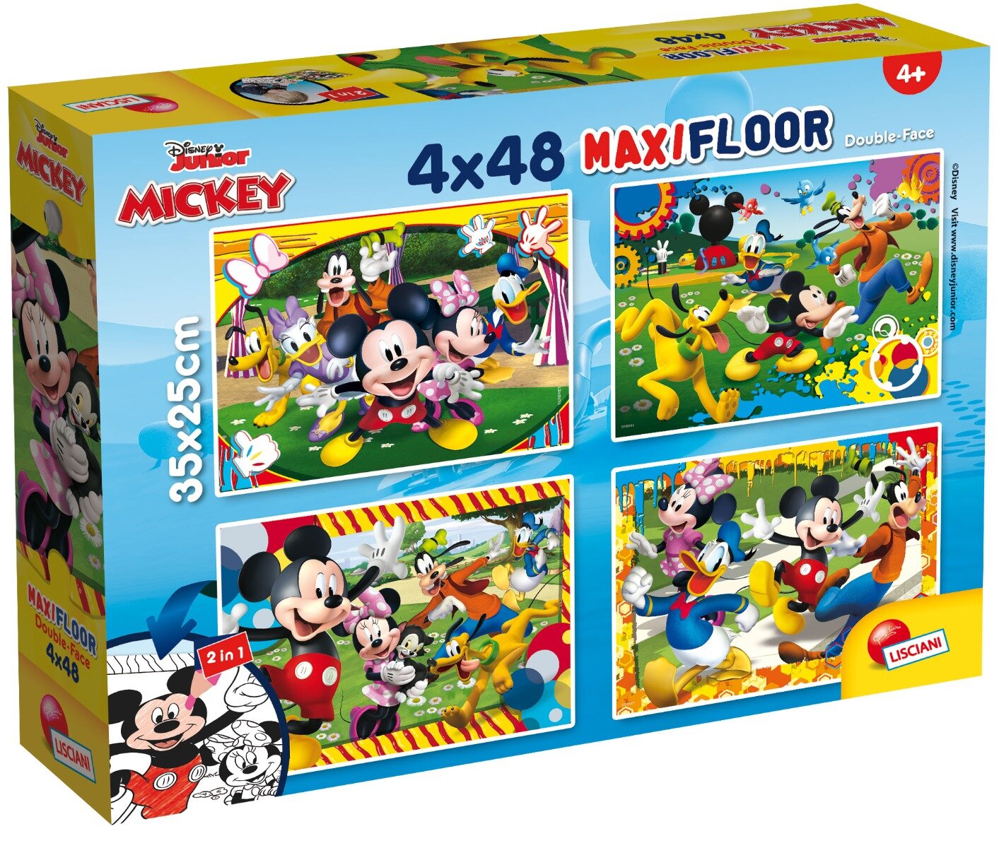 LISCIANI Puzzle de podea 2 in 1 Mickey Mouse Maxi 4 x 48 piese