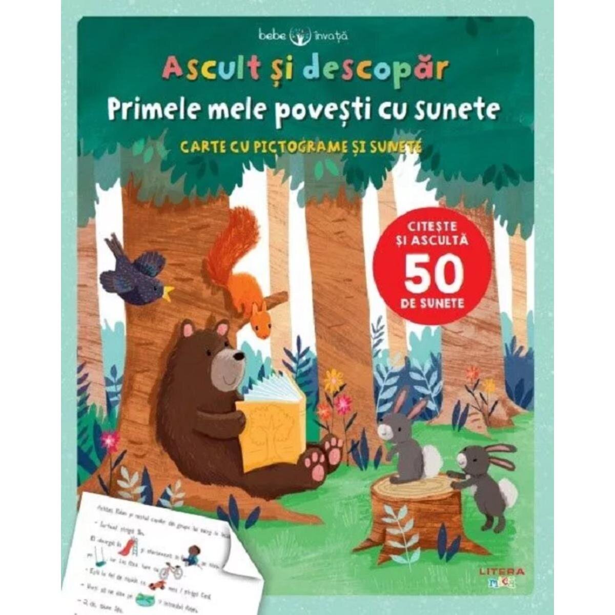 Litera Bebe invata Ascult si descopar Primele mele povesti cu sunete Carte cu pictograme si sunete