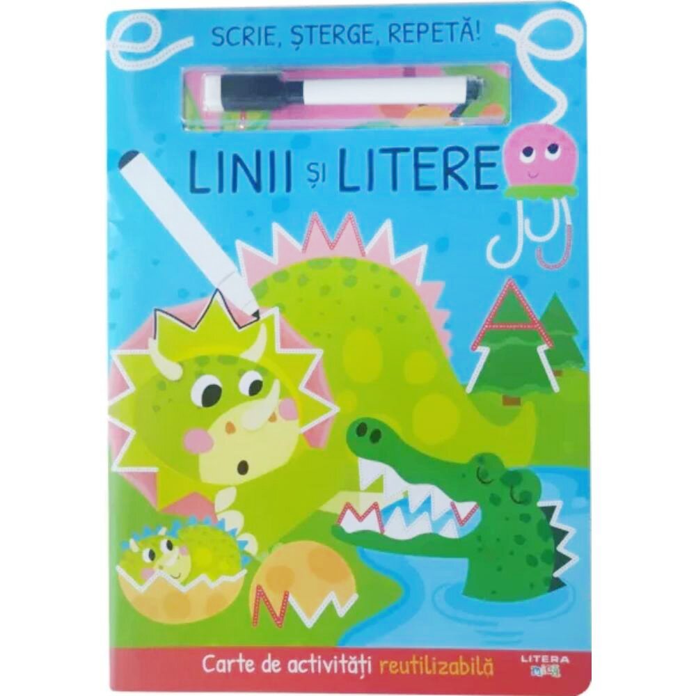 Litera Carte de activitati reutilizabila Linii si Litere Scrie Sterge Repeta