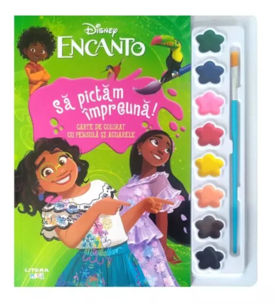 Litera Disney Encanto Sa pictam impreuna Carte de colorat cu pensula si acuarele