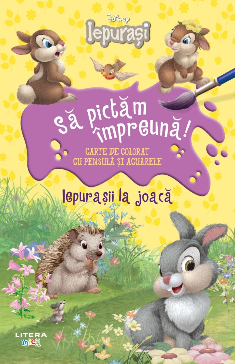 Litera Disney Iepurasi Sa pictam impreuna Iepurasii la joaca Carte cu pensula si acuarele format mic