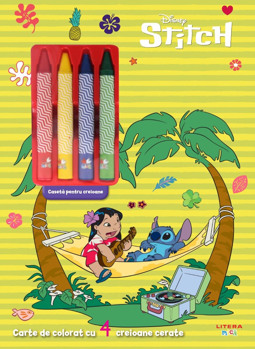 Litera Disney Stitch Coloram cu Lilo si Stitch Carte de colorat cu 4 creioane cerate