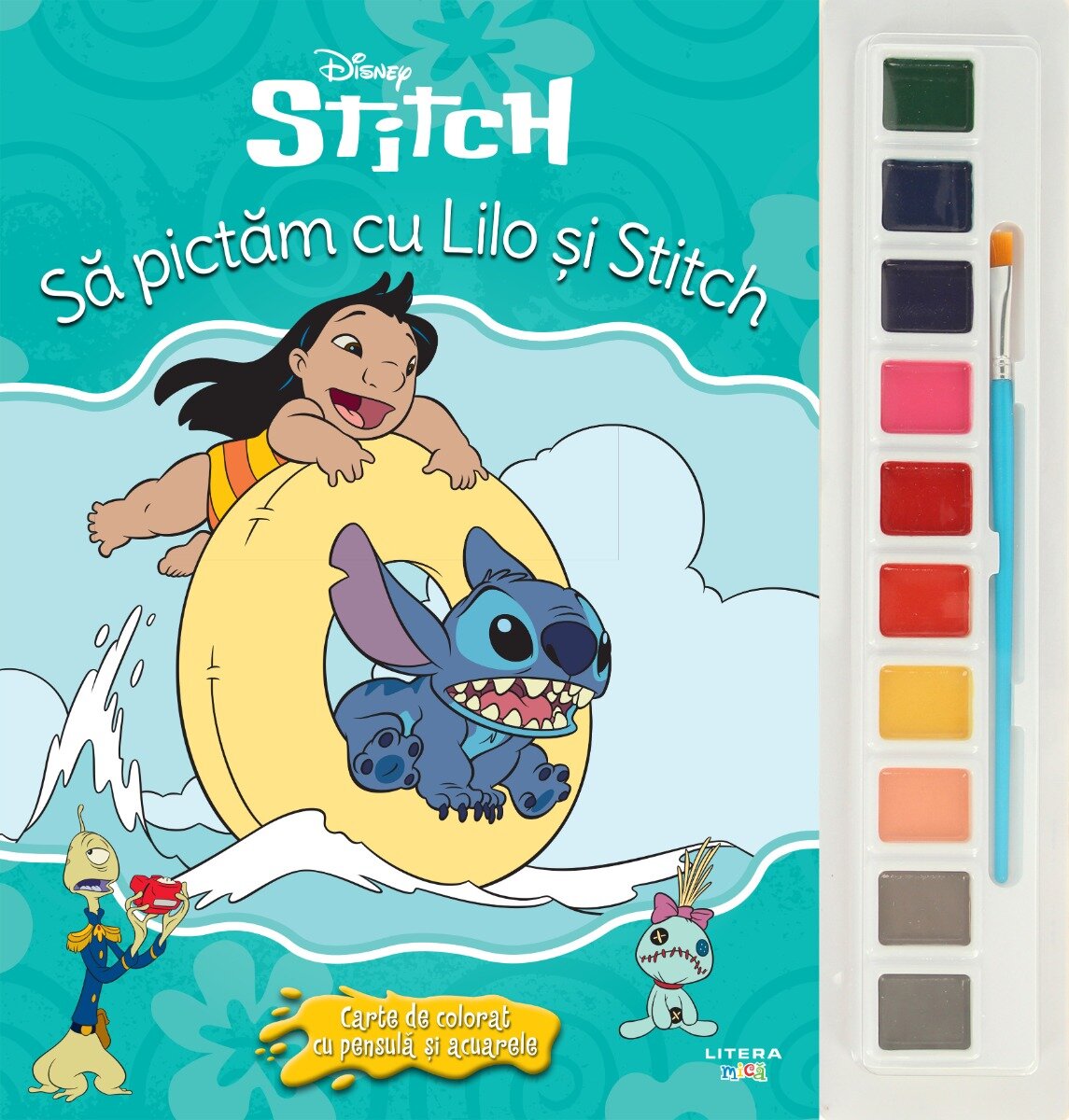 Litera Disney Stitch Sa pictam cu Lilo si Stitch Carte de colorat cu pensula si acuarele