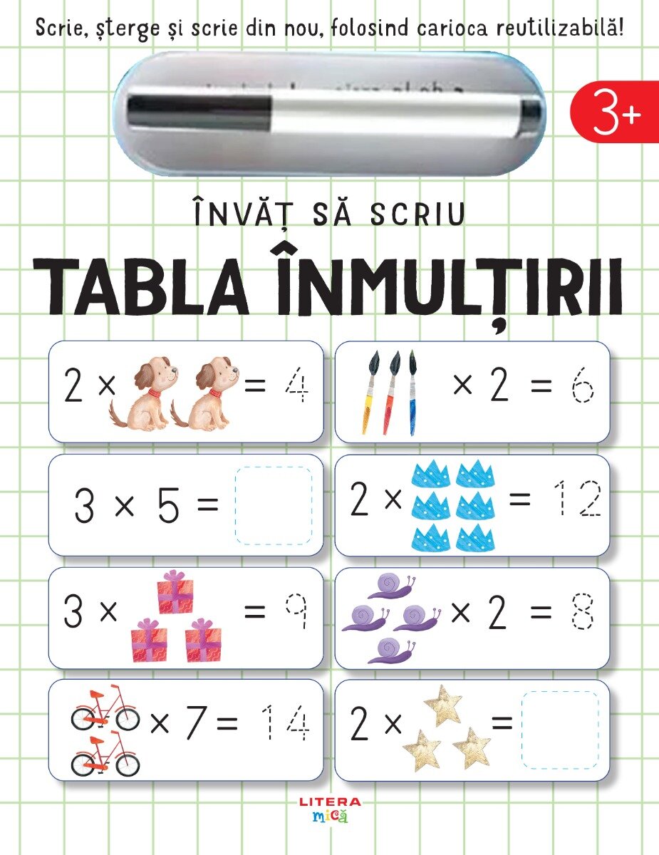 Litera Invat sa scriu Tabla inmultirii Scrie Sterge si rescrie folosind carioca reutilizabila Reeditare John Poitier