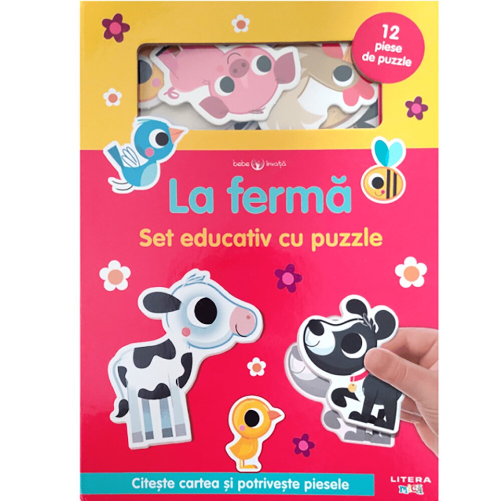 Litera Set educativ cu puzzle Bebe invata La Ferma
