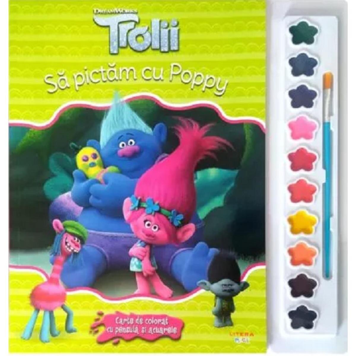 Litera Trolii Sa pictam cu Poppy Carte de colorat cu pensula si acuarele