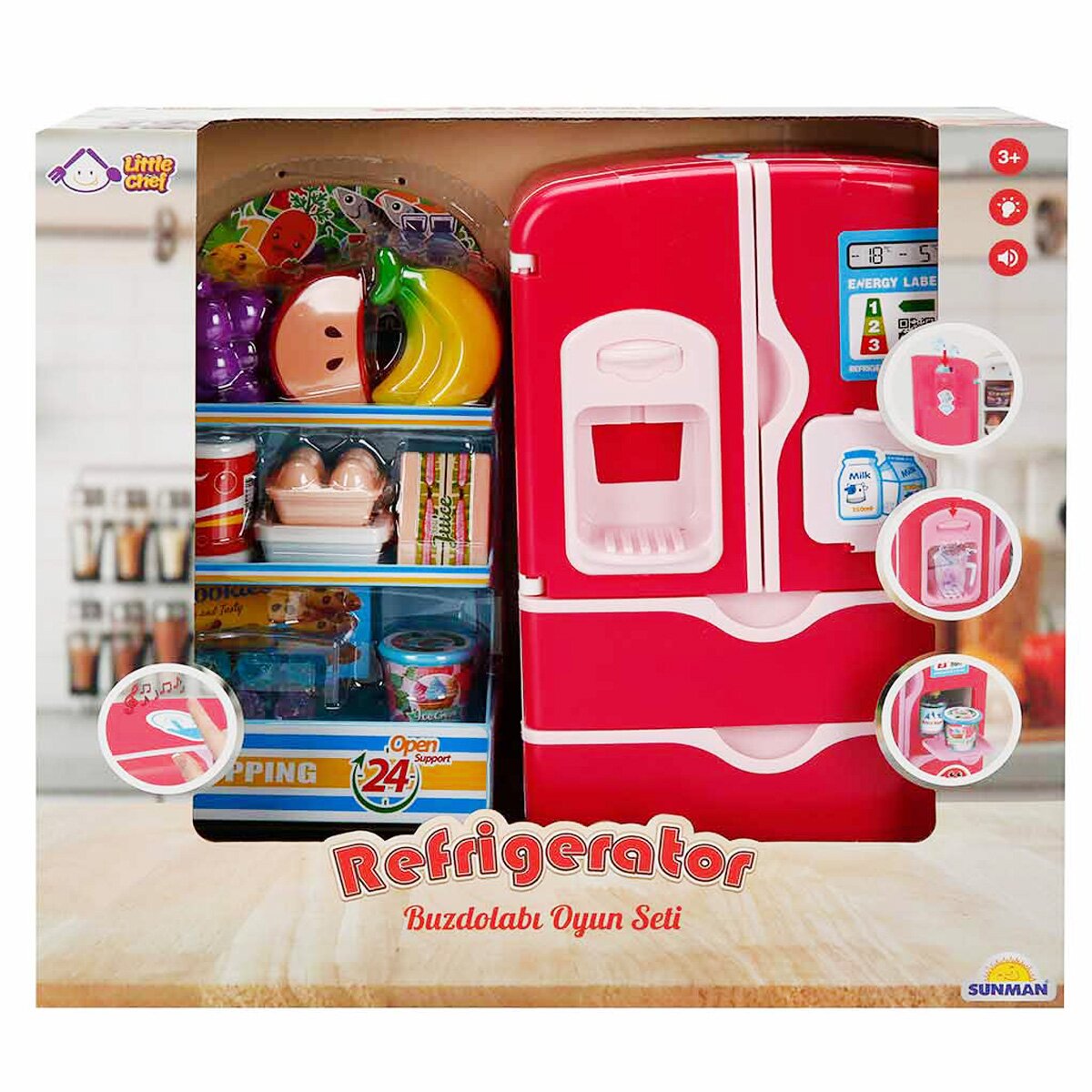 Little Chef Frigider cu 2 usi si accesorii Roz