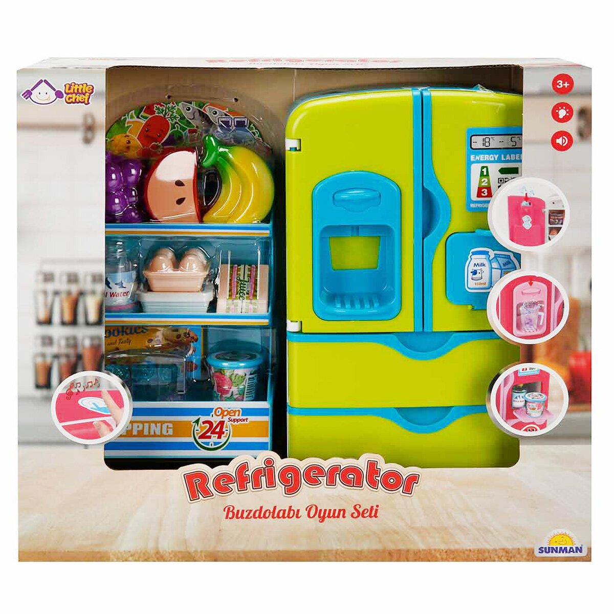 Little Chef Frigider cu 2 usi si accesorii Verde