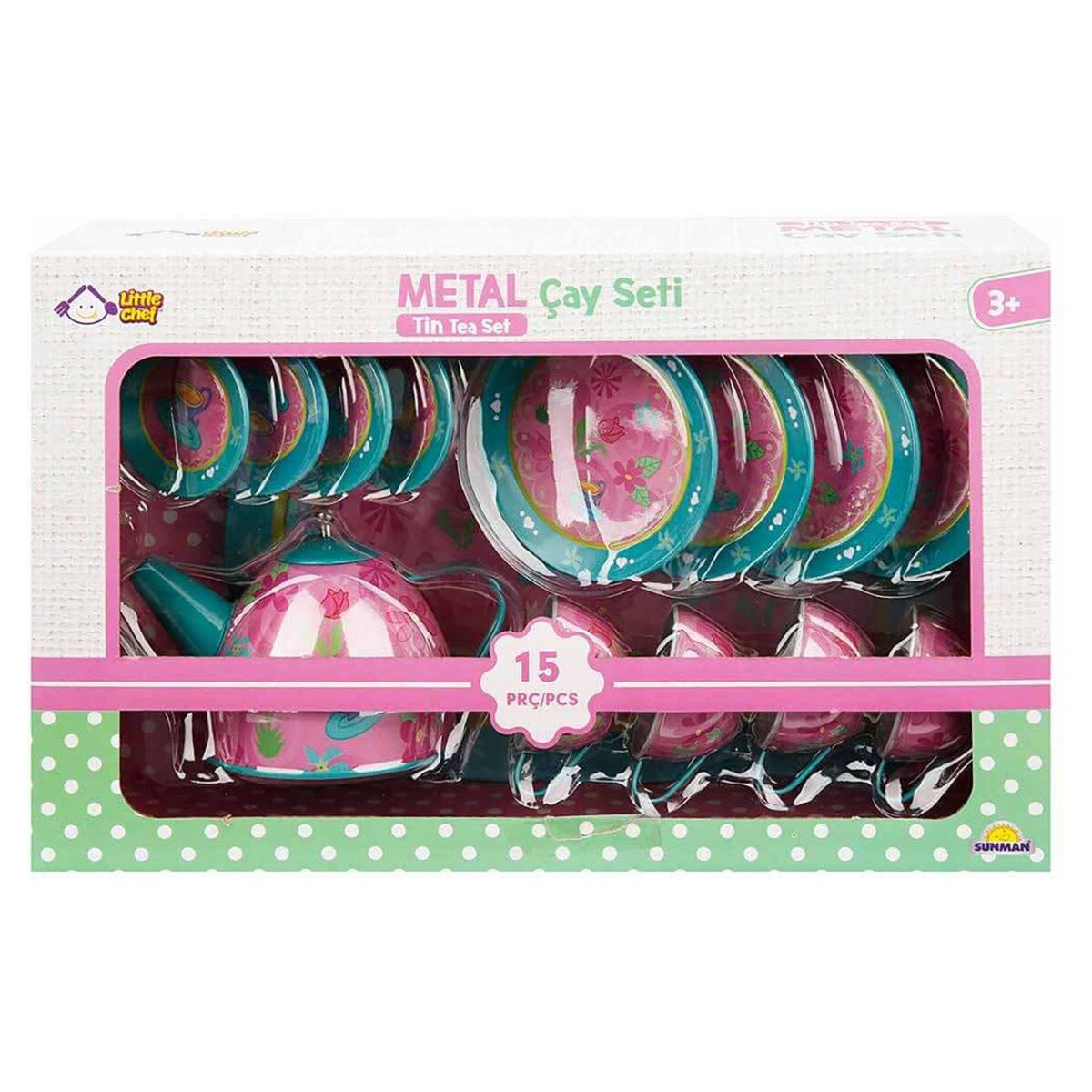 Little Chef Set de ceai 15 piese Albastru-Roz