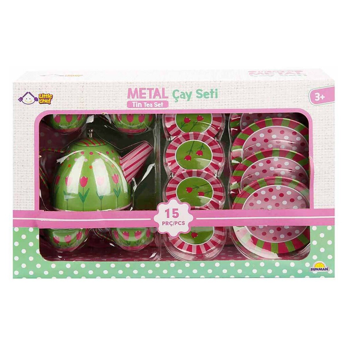 Little Chef Set de ceai 15 piese Verde-Roz