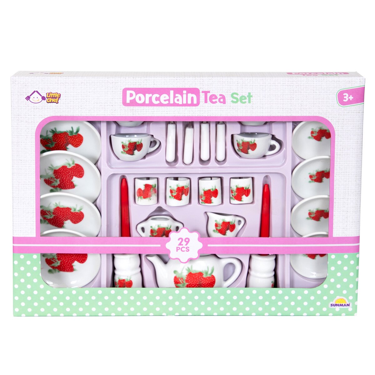 Little Chef Set de ceai din portelan 29 piese Capsuni