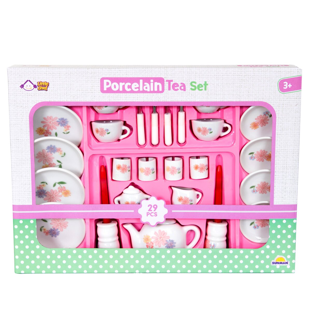 Little Chef Set de ceai din portelan 29 piese Flori