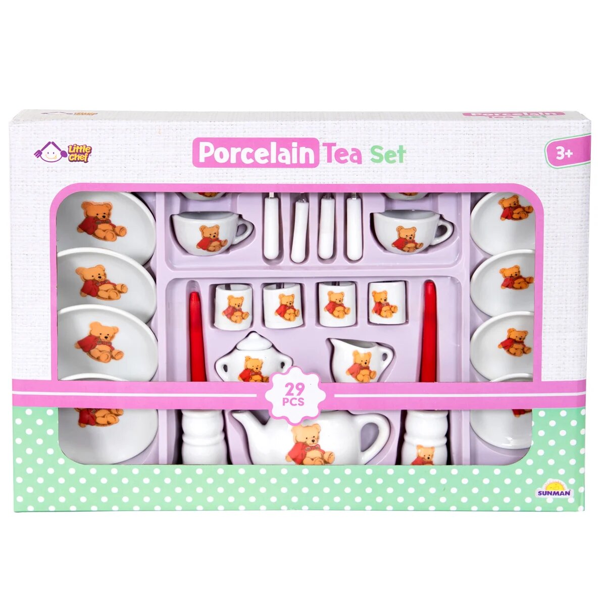 Little Chef Set de ceai din portelan 29 piese Ursulet