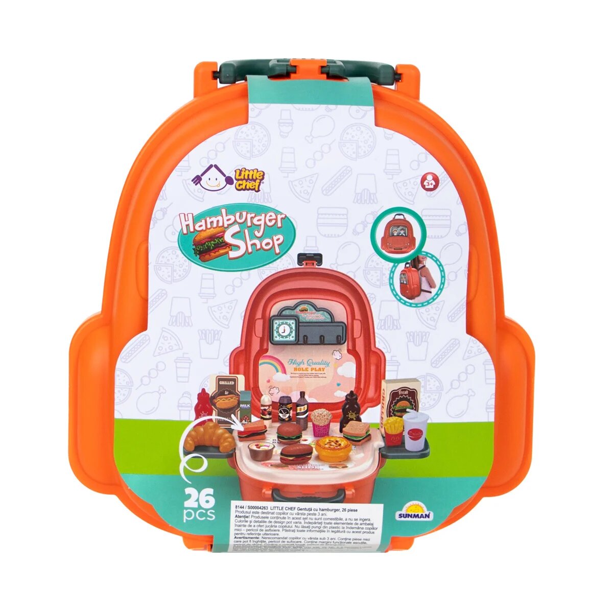 Little Chef Set de joaca in gentuta Hamburger Shop 26 piese