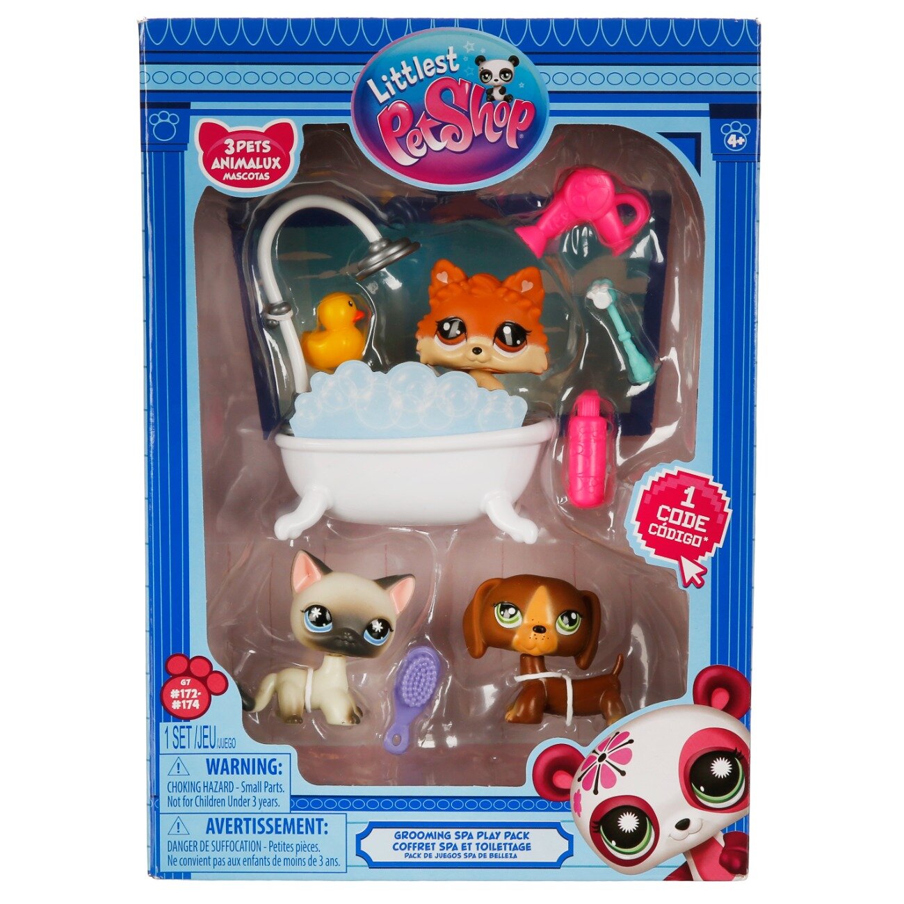Littlest Pet Shop Set 3 figurine cu accesorii Grooming Spa