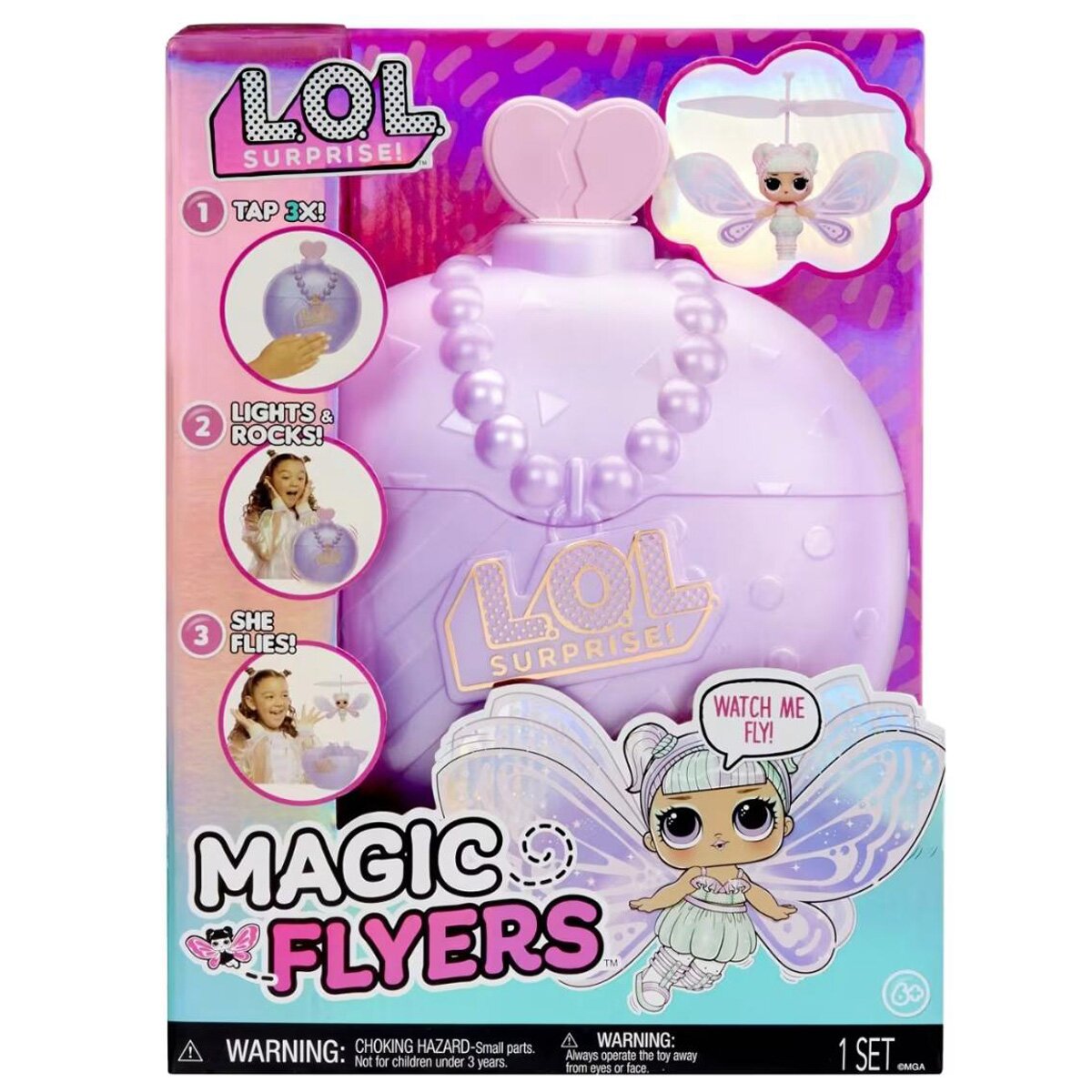 LOL Papusa Surprise Magic Flyers Sweetie Fly Lilac Wings 593621EUC