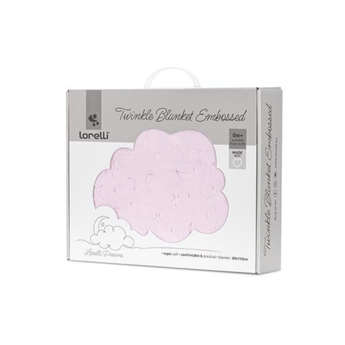 LORELLI Paturica pentru bebelusi Twinkle material moale model decorativ in relief 80 x 110 cm Pink
