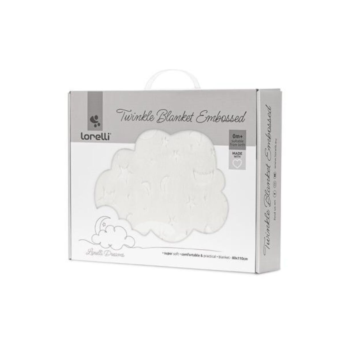 LORELLI Paturica pentru bebelusi Twinkle material moale model decorativ in relief 80 x 110 cm White